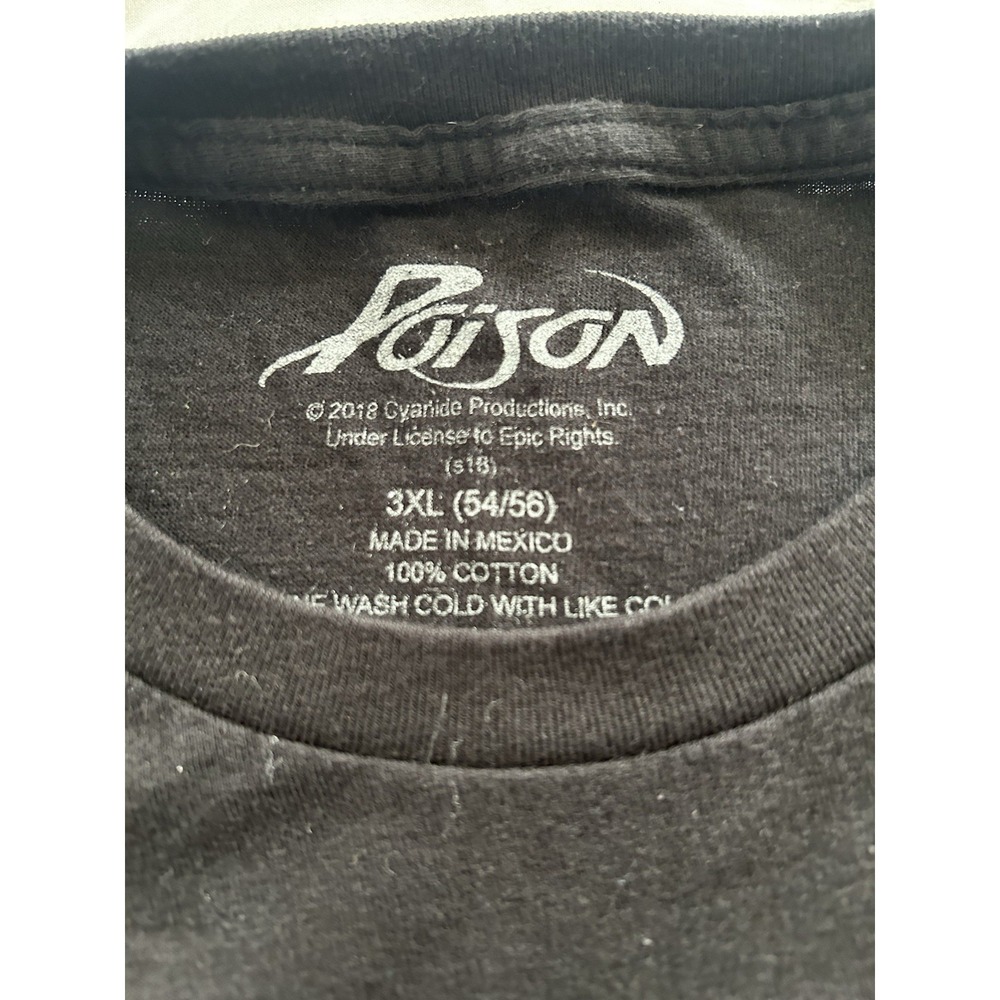 Poison Men's T-Shirt Size 3XL Licensed Tee 2018 Graphic Skull Biker Heavy Metal - Picture 3 of 7